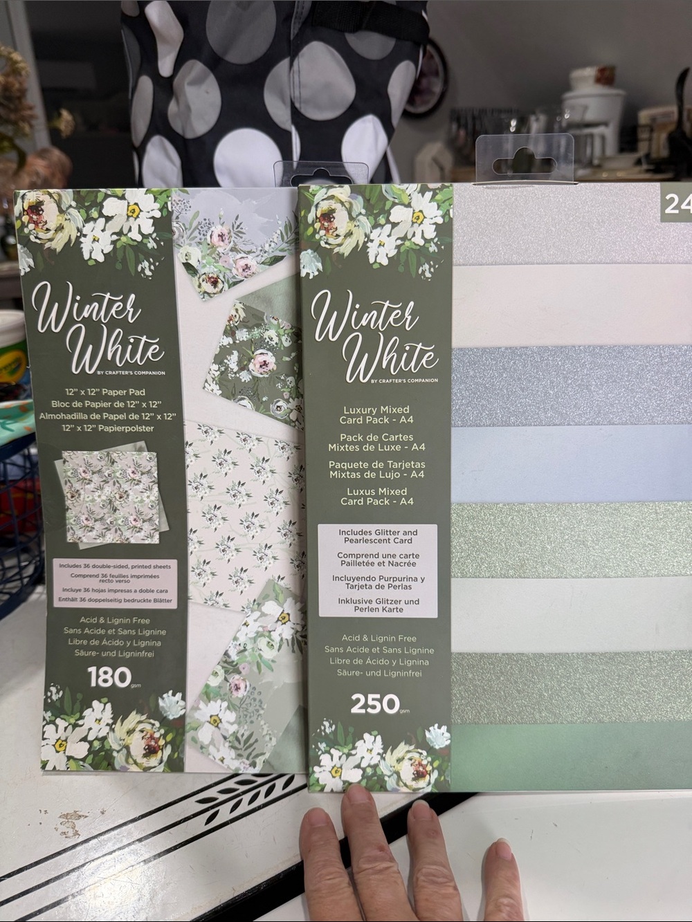 Crafters Companion Winter White Patterned Paper Pad & Luxury Mixed Cardstock
